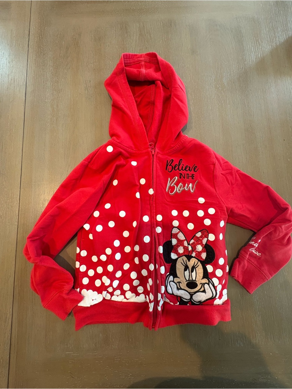 Disney Red Minnie Mouse Zip-Up Hoodie with White Polka Dots